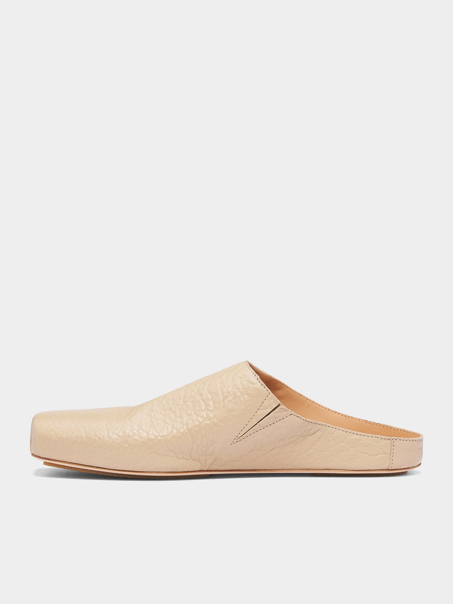 Slides With Closed Toe Off-White Leather Ballet Slippers (US9592-UW101-OFFWHITE)