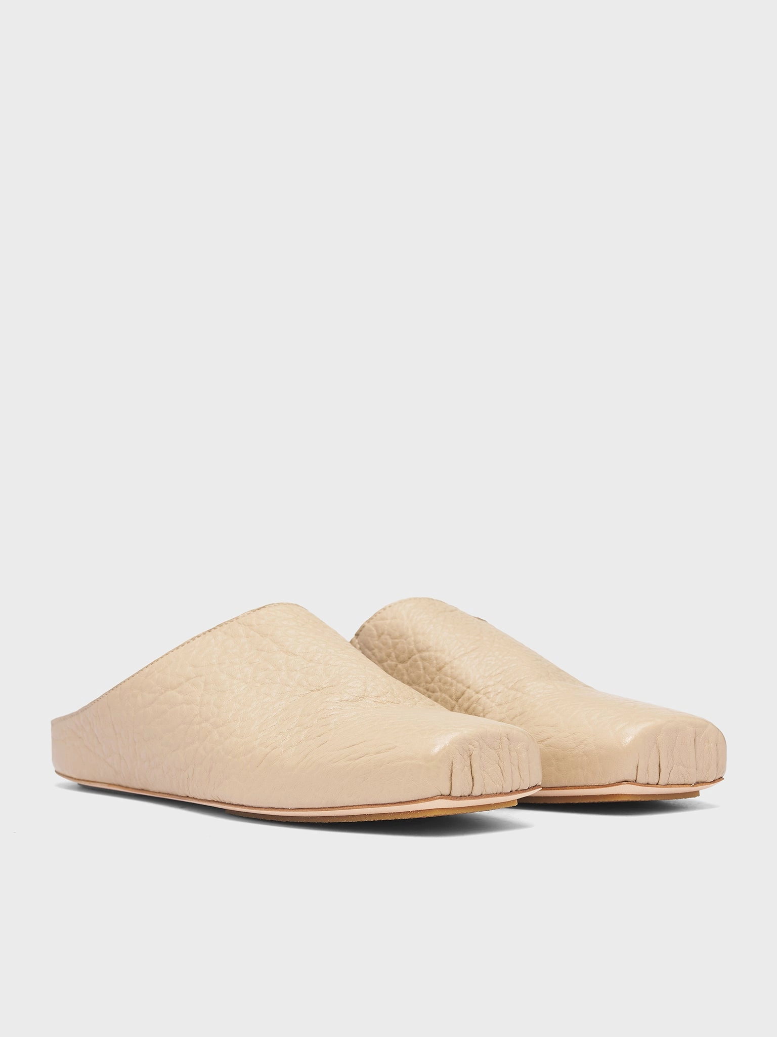 Frette Slippers Off-White Leather Ballet Slippers (US9592-UW101-OFFWHITE)