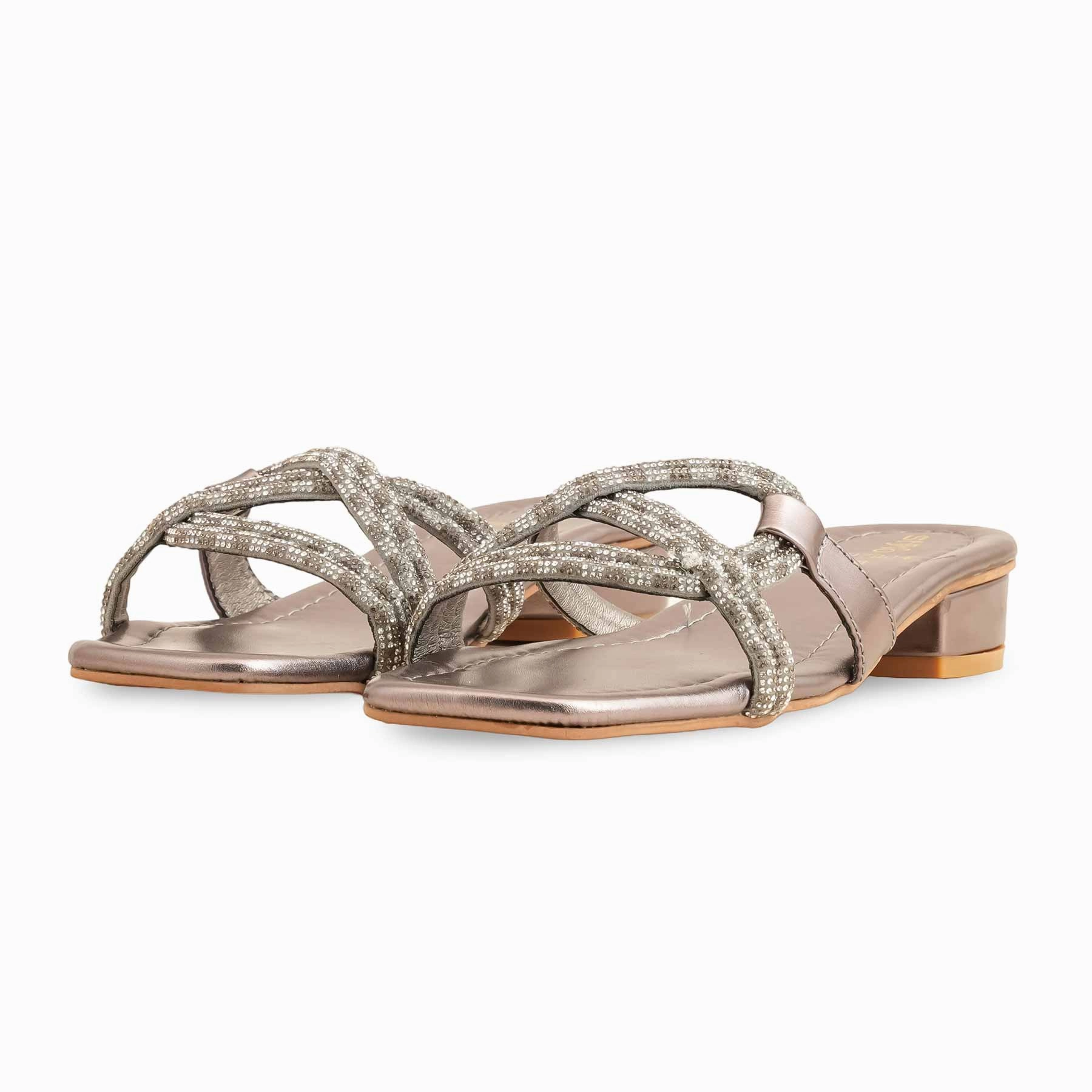 Grey Fancy Slipper FN7904 Flat Feet Shoes For Walking