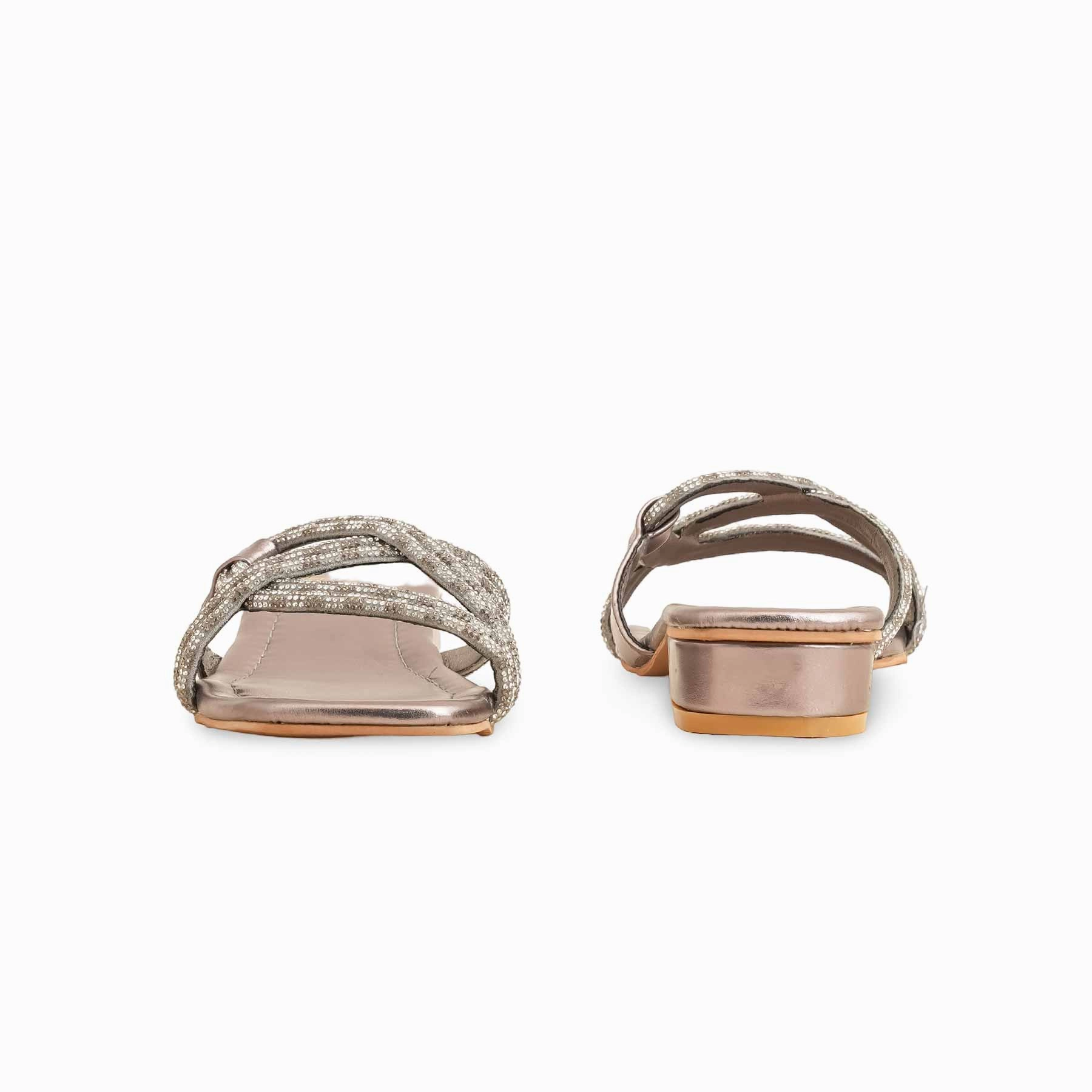 Portable Flat Shoes Grey Fancy Slipper FN7904