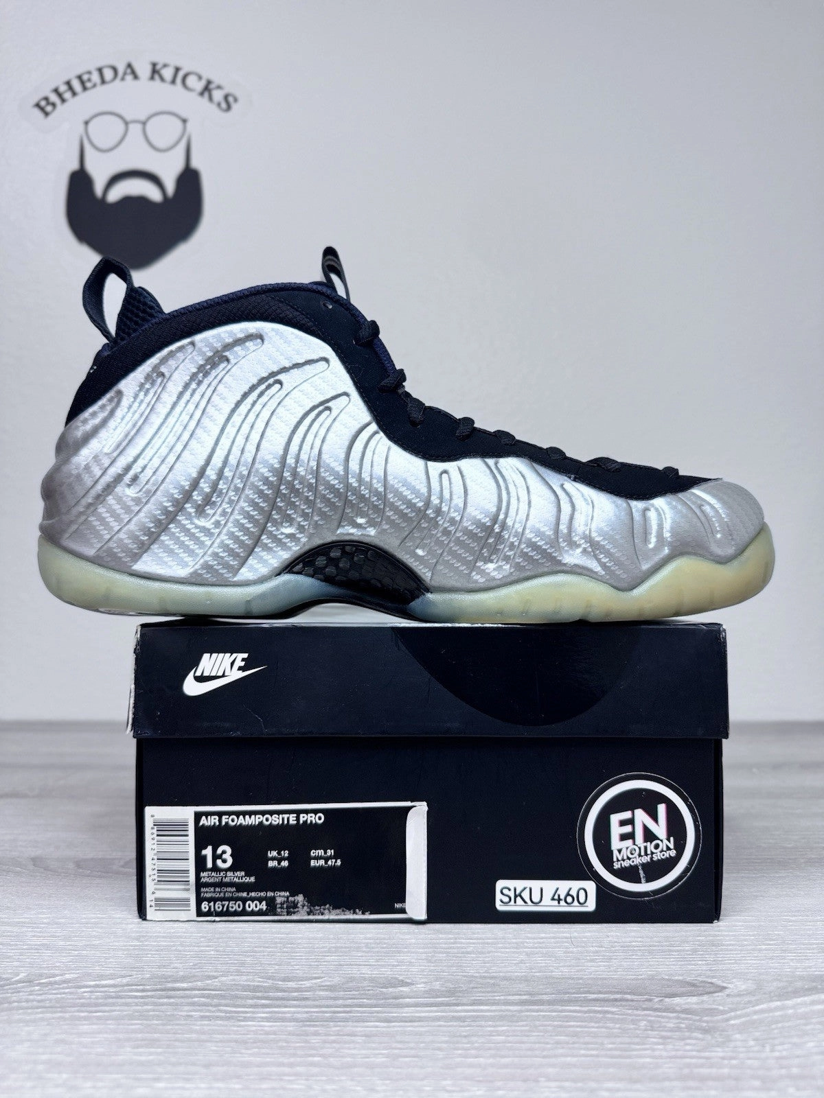 Size 13 - Nike Air Foamposite Pro Men's 'Silver Surfer' Sneakers 616750-004 Asics Shoes For Padel