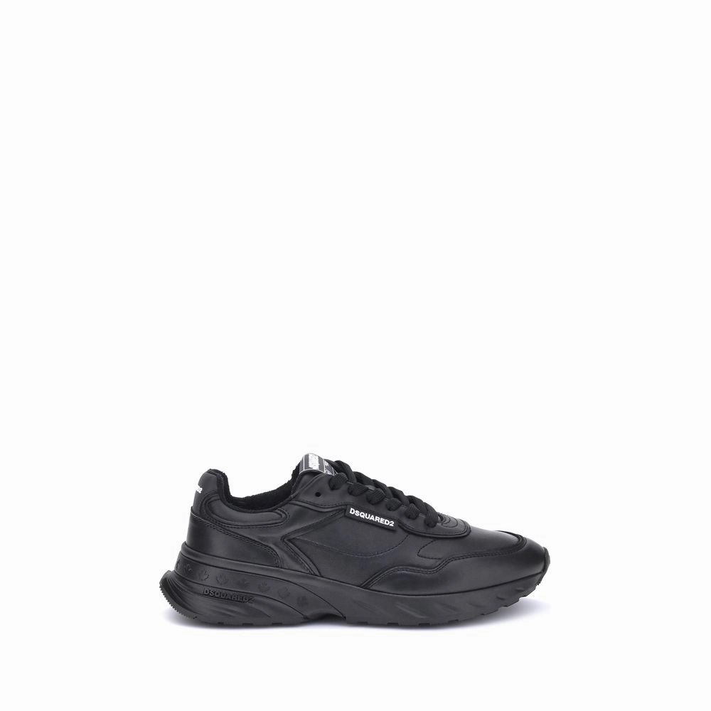 Tactical Sneakers Dsquared Black Calf Leather Bos Taurus Athletic Sneakers