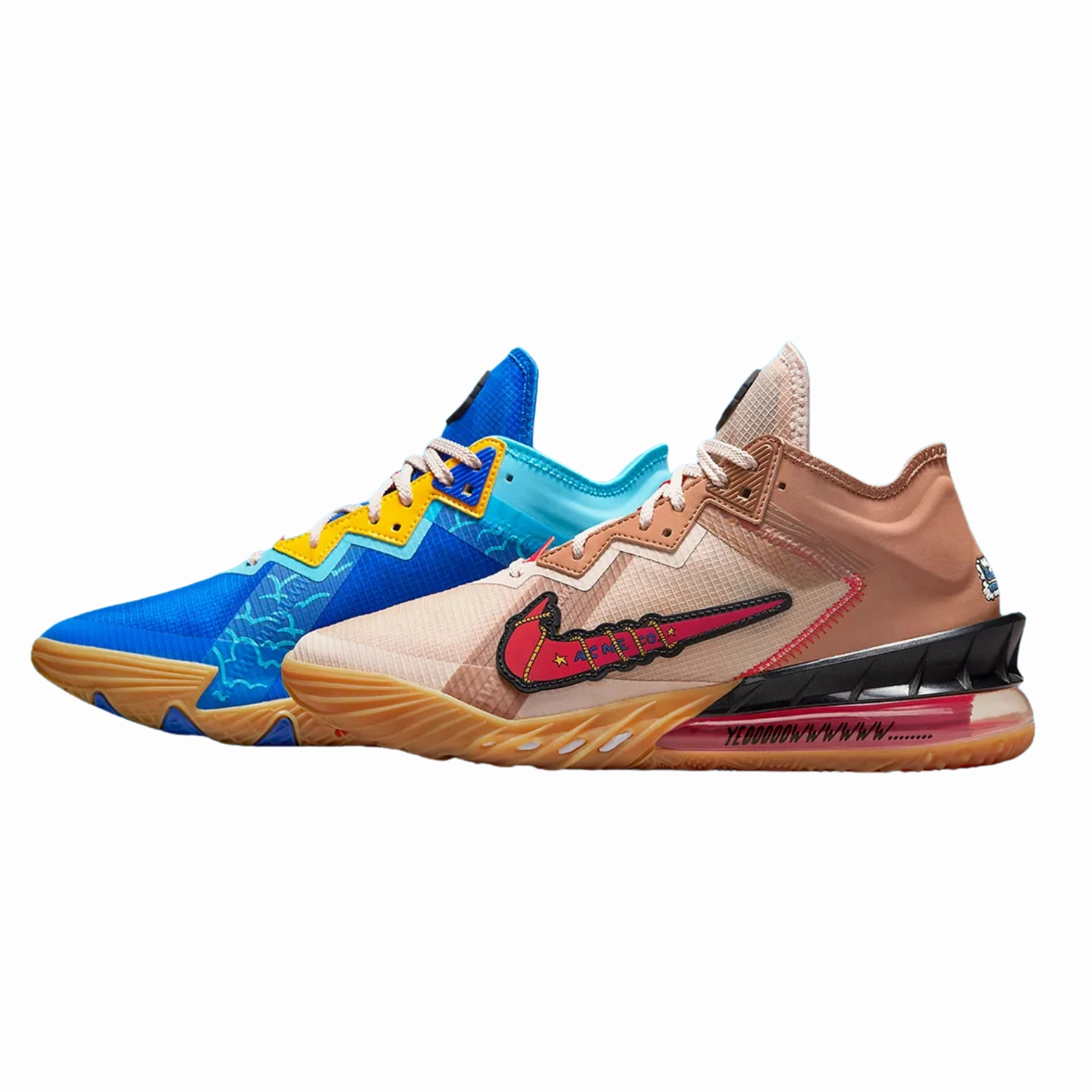 Nike LeBron 18 Low Wile E. vs Roadrunner Space Jam  Racer Blue Baltic Blue University Gold White Asics Court Ff Novak Tennis Shoes