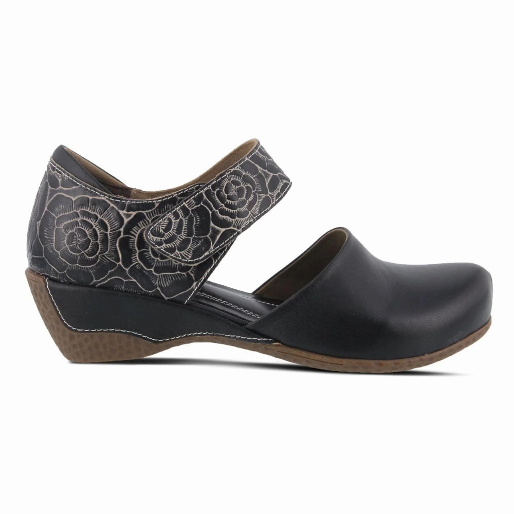 Lorenzo Casual Shoes L'Artiste By Spring Step Gloss-Pansy Black Leather Mary Jane (Women's)