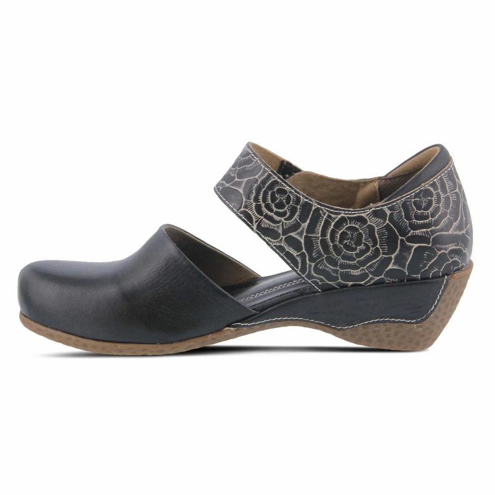 Design Casual Shoes L'Artiste By Spring Step Gloss-Pansy Black Leather Mary Jane (Women's)
