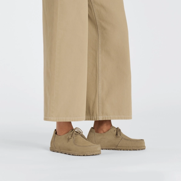 Birkenstock Utti Lace Suede Leather Gray Taupe Regular Sherpa Loafers