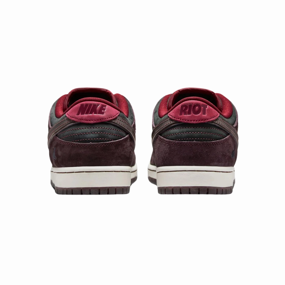 Nike SB Dunk Low Riot Skateshop Mahogany Dark Beetroot Team Red Sail Night Maroon Asics Exclusive Shoes