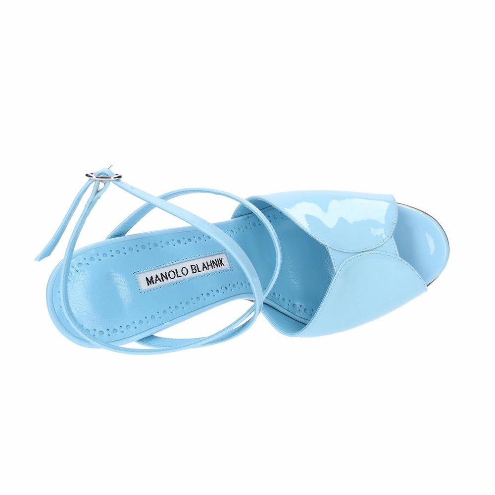 Back Sandals Manolo Blahnik Blue Calfskin Sandals