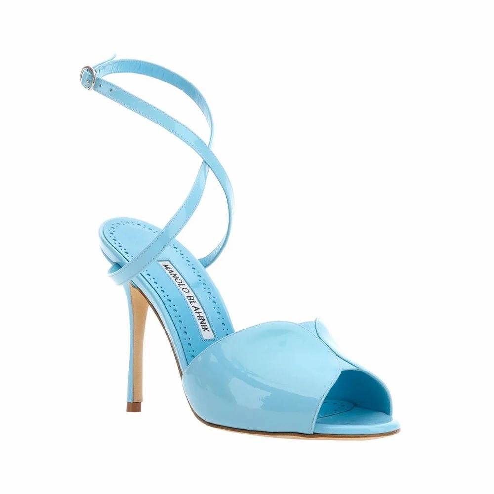 Sandals Rubber Manolo Blahnik Blue Calfskin Sandals
