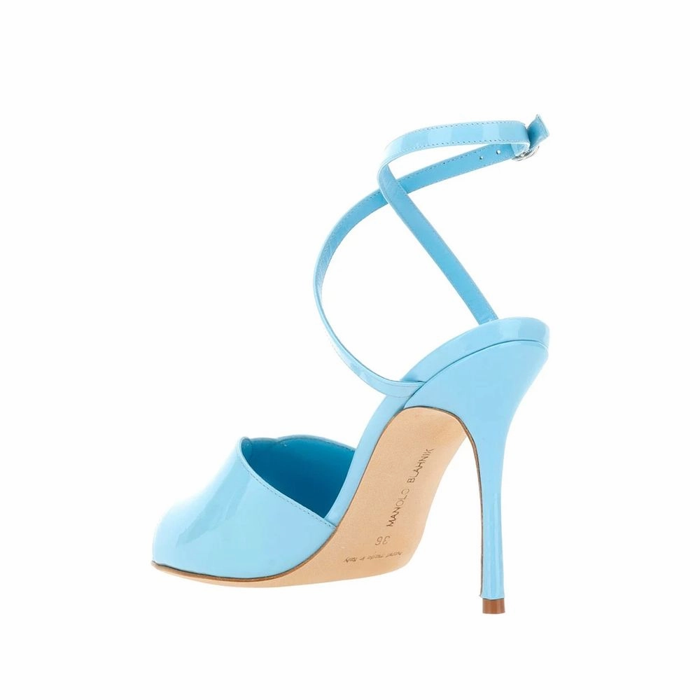 Sandals Halcyon Beach Hotel Manolo Blahnik Blue Calfskin Sandals
