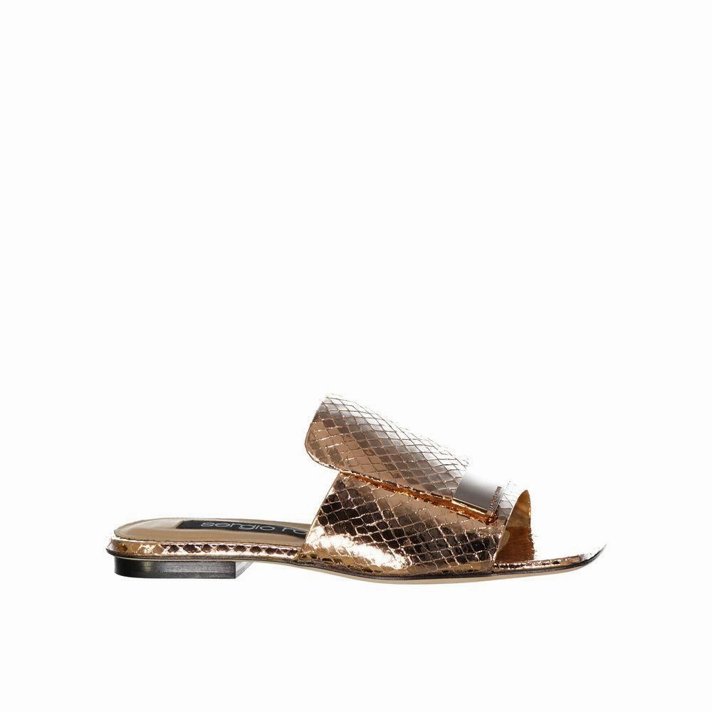 Sergio Rossi Rose Gold Calfskin Slides Sandals Best