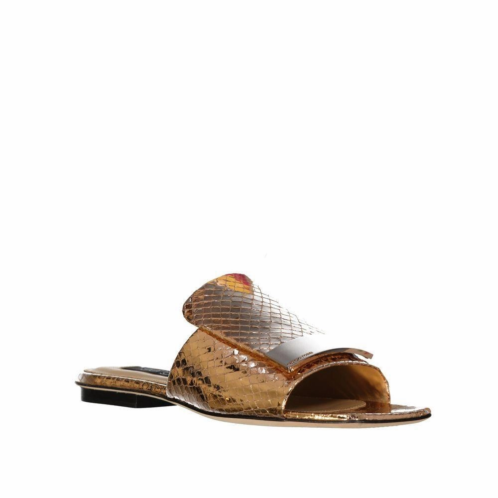 Sergio Rossi Rose Gold Calfskin Slides Sandals Reviews