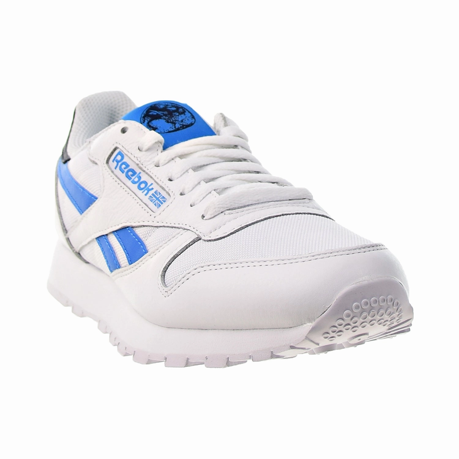 Reebok Classic Leather Men's Shoes White-Horizon Blue-Vector Navy Casual Shoes Mens