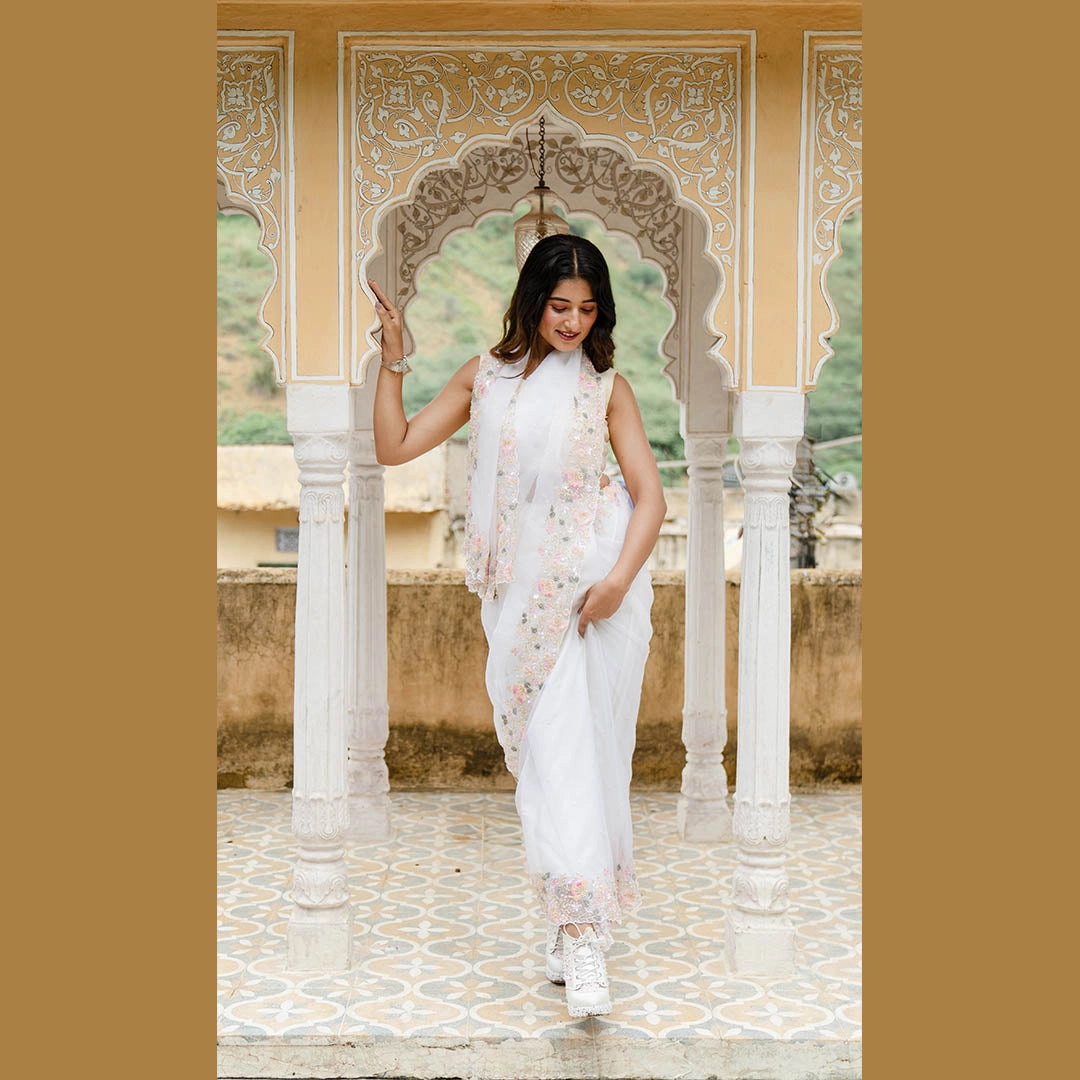 Embroidered Sneakers White with Pink flowers embroidered Sneaker Wedges | Tiesta