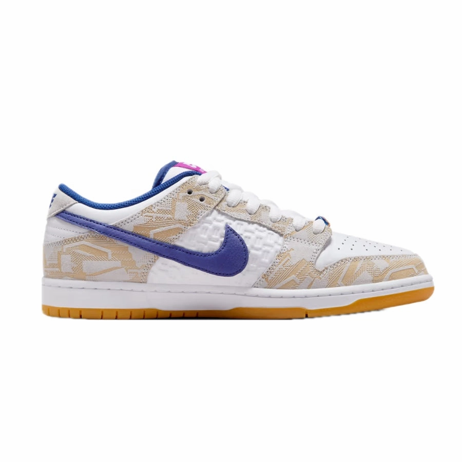 Nike SB Dunk Low Rayssa Leal Pure Platinum Deep Royal Blue Vivid Purple White Gum Yellow Asics Flower Shoe
