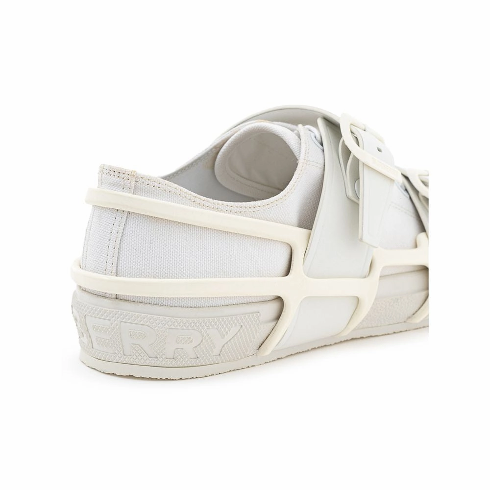 Sequin Flat Shoes Burberry White Cotton Athletic Sneakers
