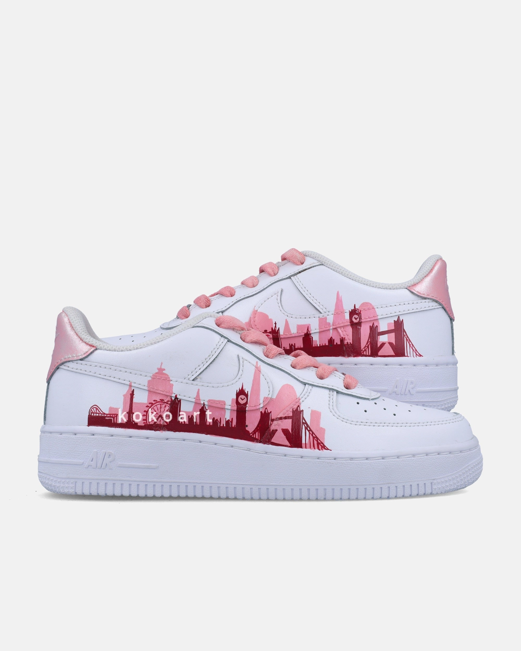 Asics High Mileage Running Shoe AF1 Pink London Skyline Silhouette