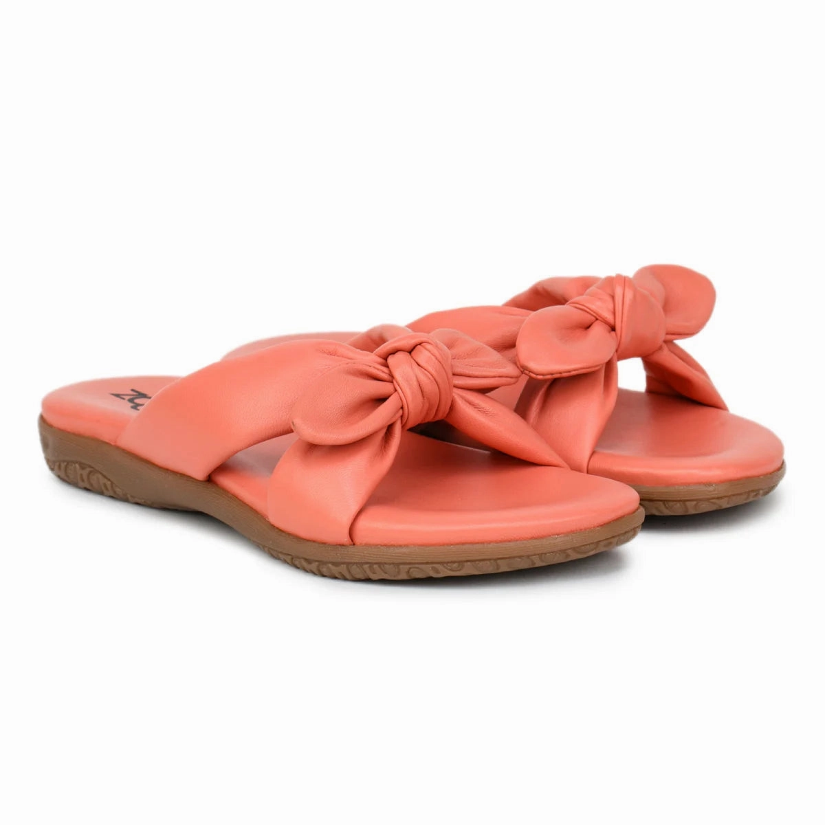 Slides Platform Elegant Women's Leather Slippers with Knot Tie Design L 135