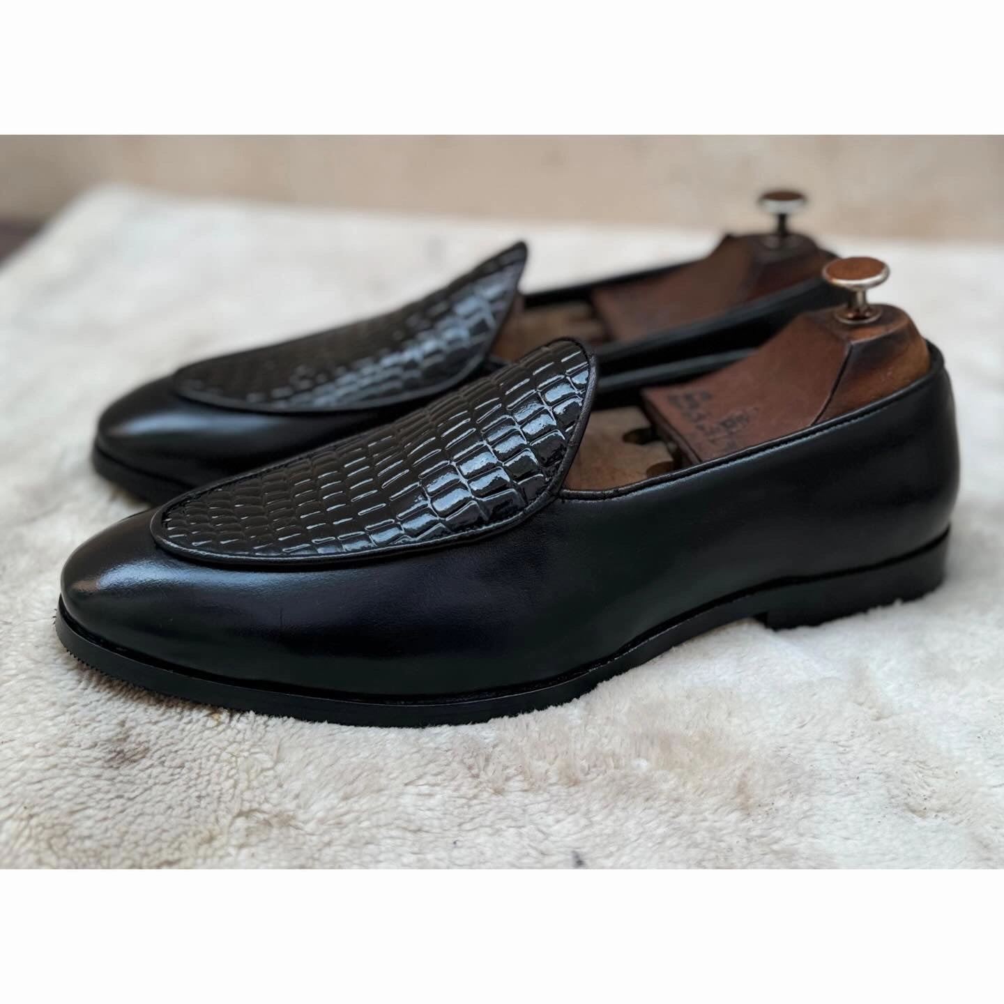 Belgian Loafers Black Croco Morjas Penny Loafers