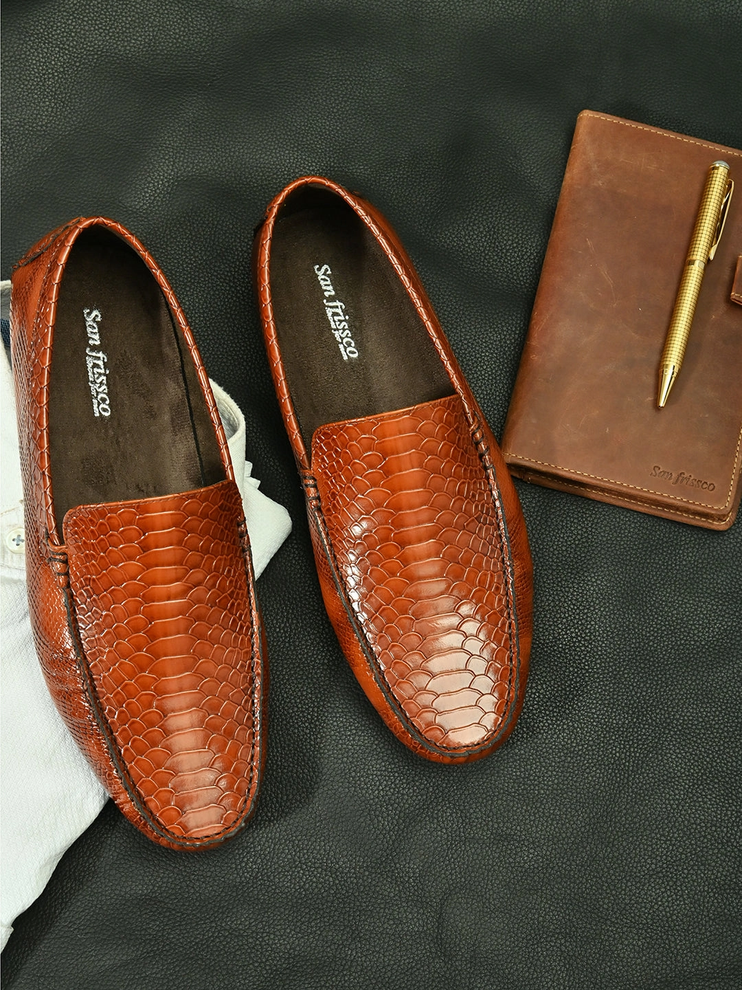 Chord Tan Driving Loafers Slip On Leather Loafers