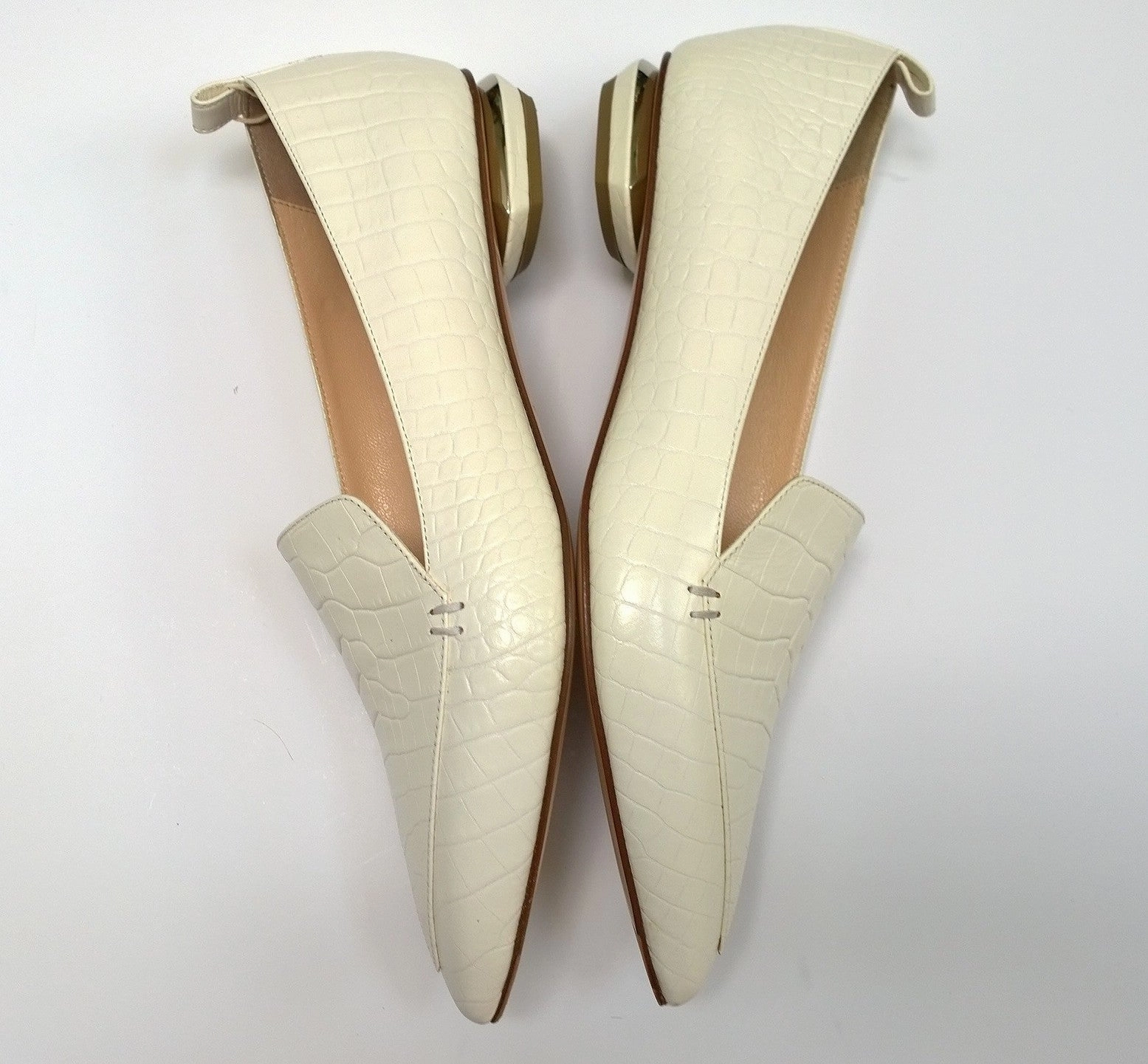 Nicholas Kirkwood White Embossed Croc Leather Beya Loafers Pascucci Loafers