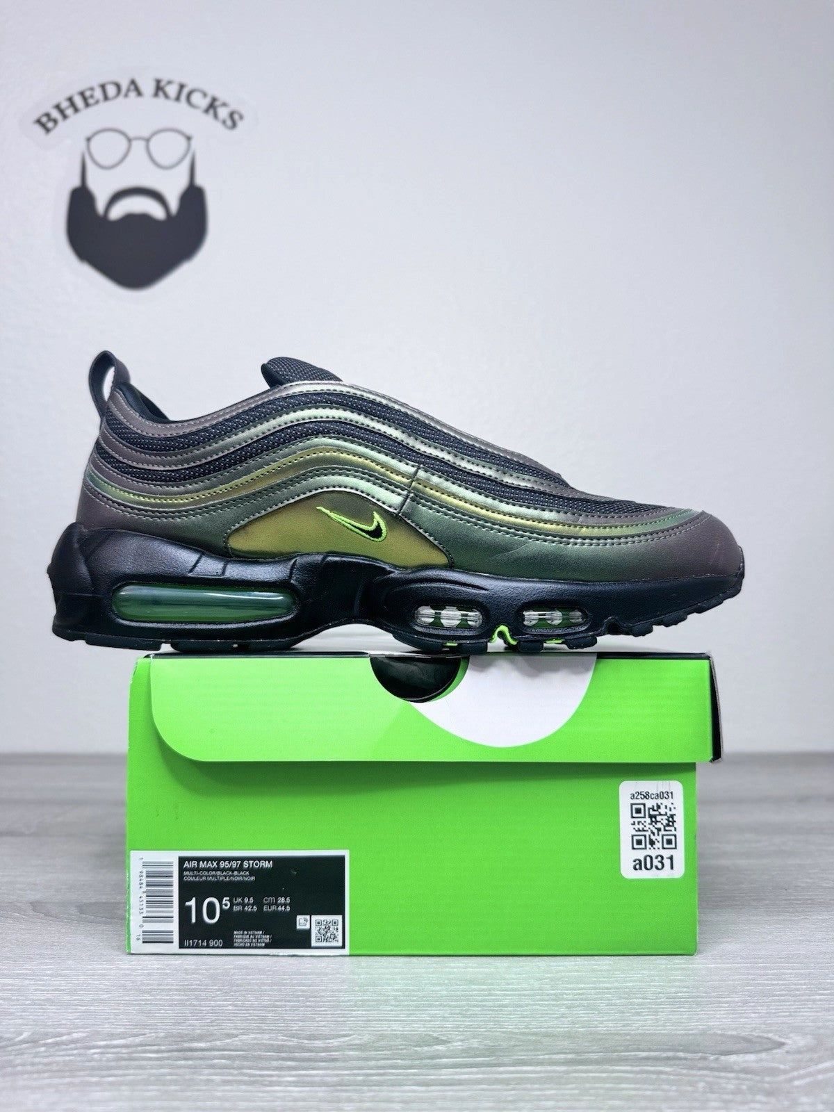 Size 10.5 - Nike Air Max 95/97 PE University of Oregon Storm II1714-900 Worn 1x Asics Super Blast 2 Shoes