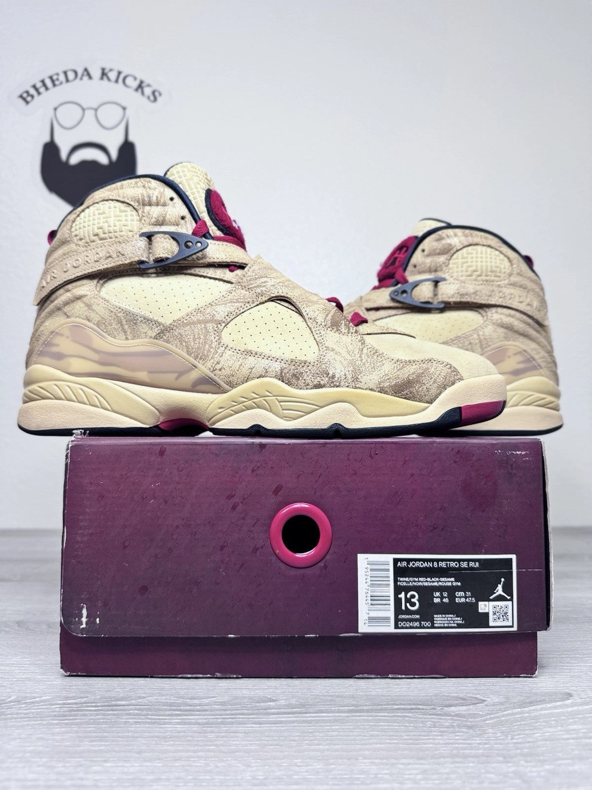 Size 13 - Nike Air Jordan 8 "Rui Hachimura Black Samurai" DO2496-700 Preowned Asics Gel Pulse 11 Running Shoes