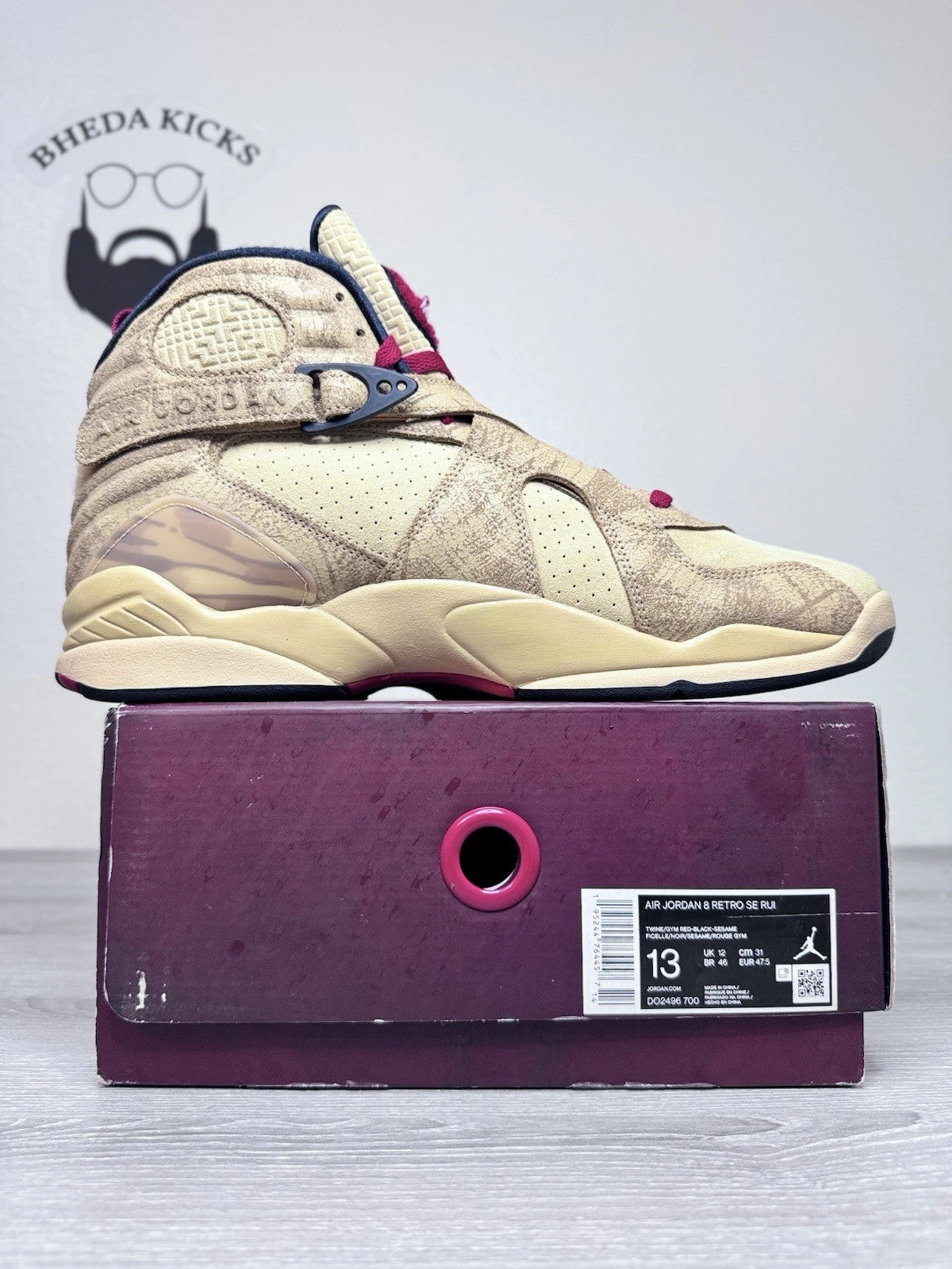 Asics Shoes Gel Venture 9 Size 13 - Nike Air Jordan 8 "Rui Hachimura Black Samurai" DO2496-700 Preowned