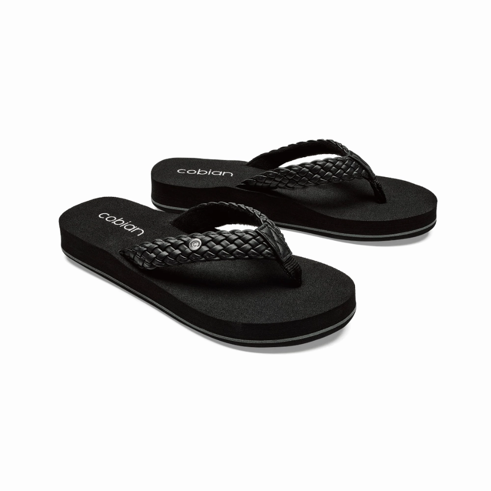Cobian Women's Braided Bounce Leather Sandals - Black And Stylish Sandals