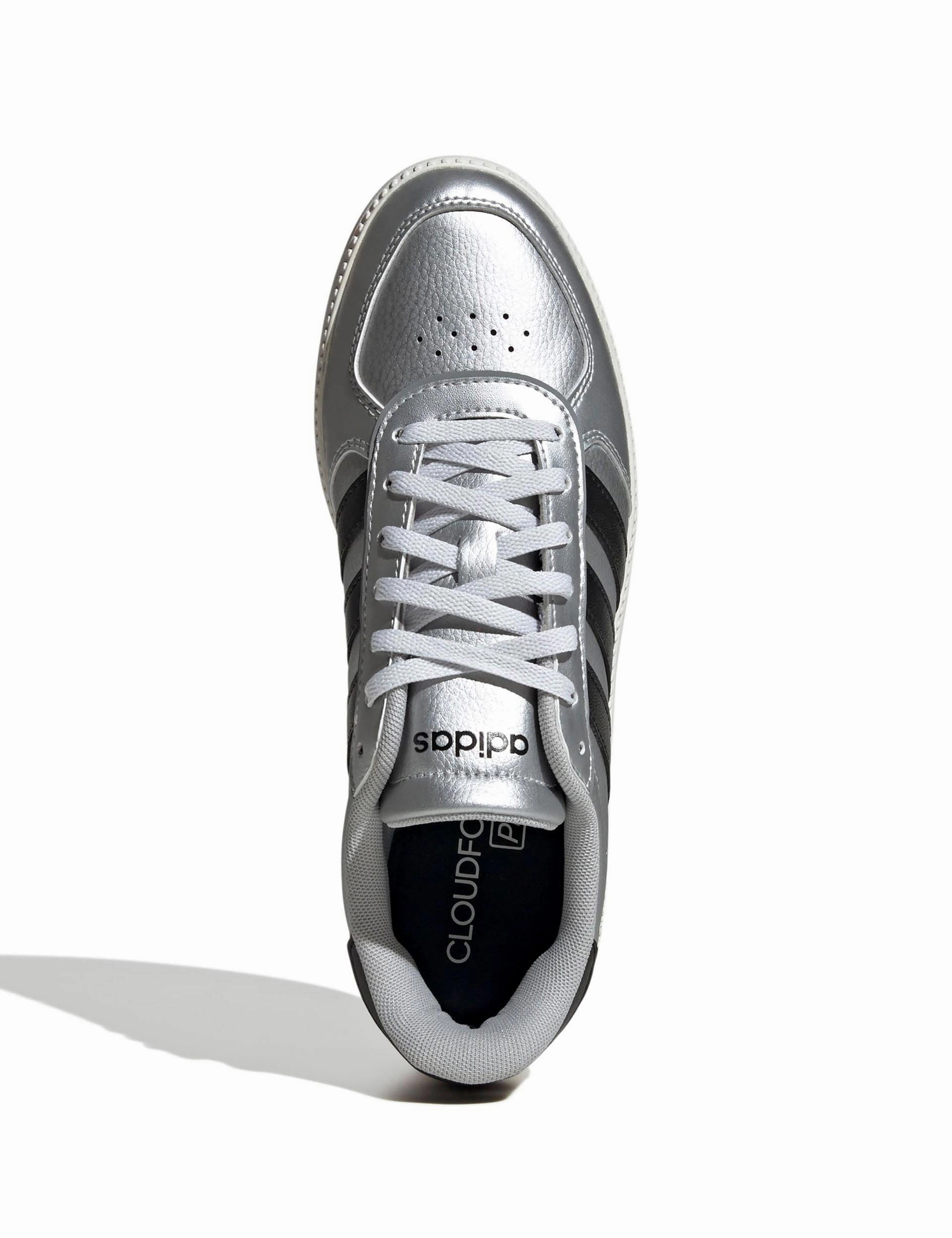 Breaknet Sleek Shoes - Matte Silver/Core Black/Off White Custom Design Adidas Shoes