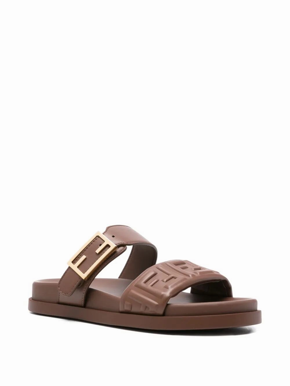 Good Workout Shoes FENDI Double-Band Flat Slide Sandals with Decorative Buckle - Heel Height 13 mm