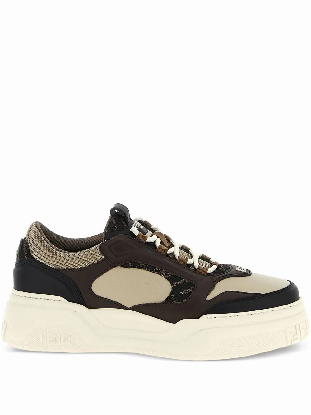 FENDI Chunky Leather and Canvas FORCE Sneaker for Men On Cloud Casual Shoes