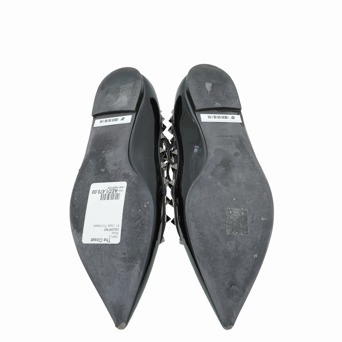 Valentino Black Rockstud Caged Ankle Strap Flat Ballerina 41 Flat Shoe Holder