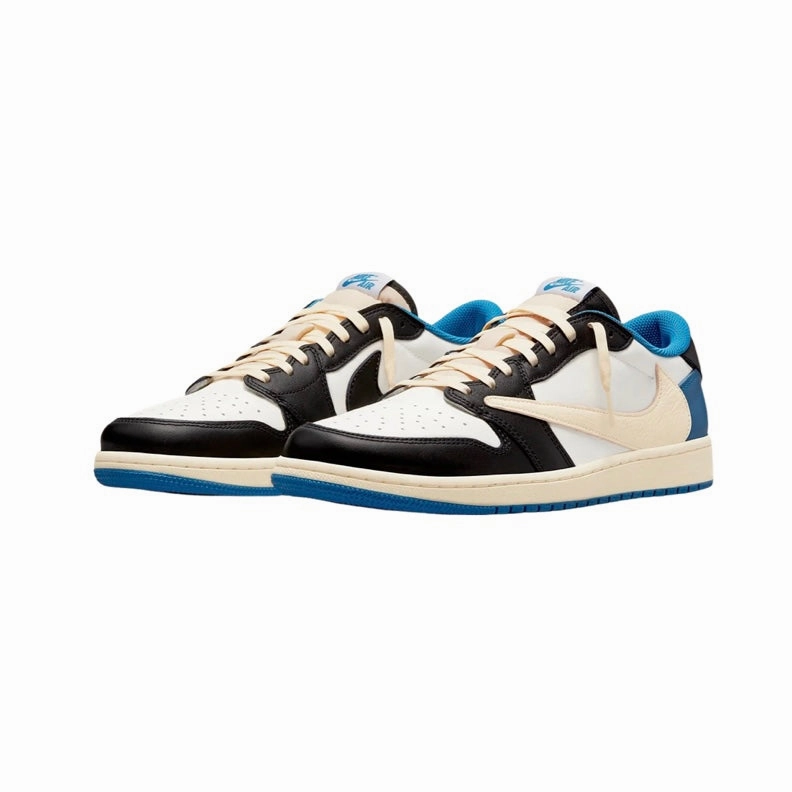 Fragment x Travis Scott x Air Jordan 1 Low White Black Royal Sail Asics Mid Top Shoes