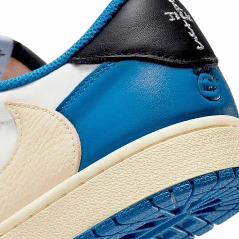 Asics High End Running Shoes Fragment x Travis Scott x Air Jordan 1 Low White Black Royal Sail