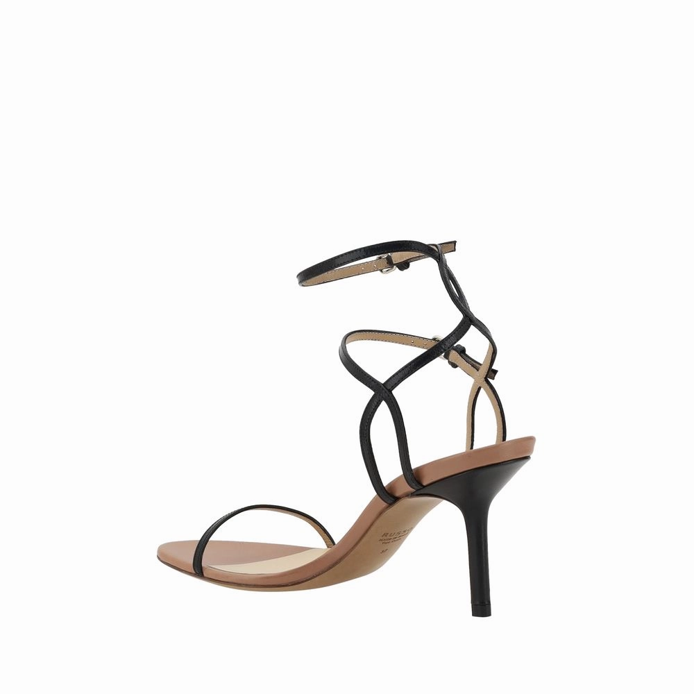 Best Sandals For The Beach Francesco Russo Black Calf Leather Bos Taurus Stiletto Heel Sandals