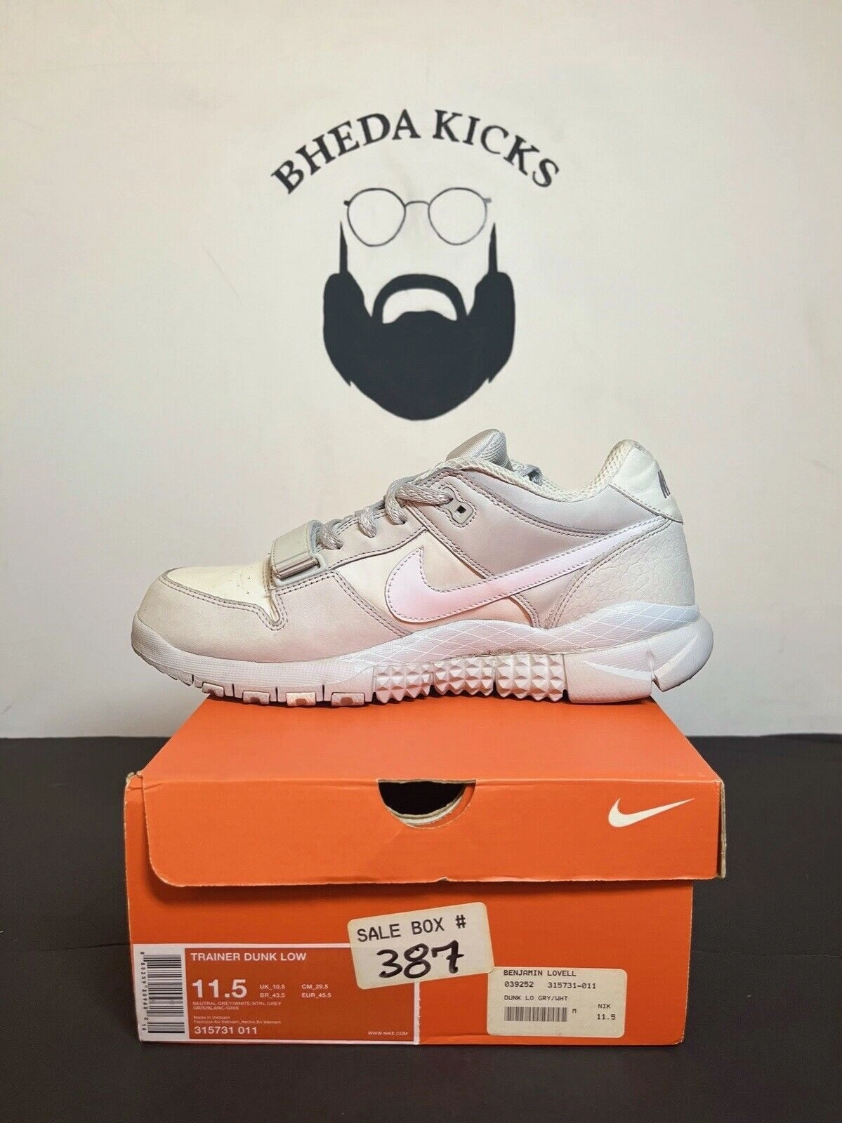 Nike Trainer Dunk Low Neutral Grey 315731-011 Preowned OG Rare Vintage Size 11.5 Asics Non Running Shoes