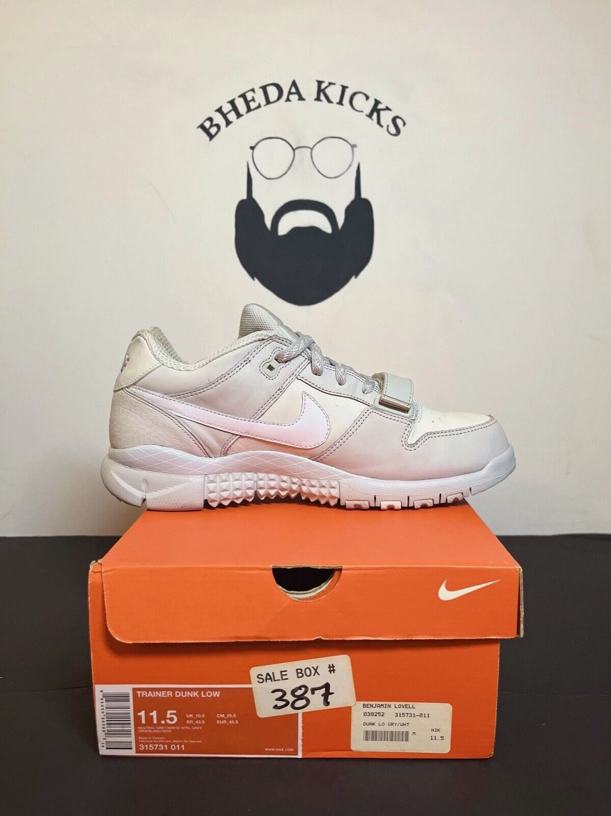 Asics Vs Under Armour Running Shoes Nike Trainer Dunk Low Neutral Grey 315731-011 Preowned OG Rare Vintage Size 11.5