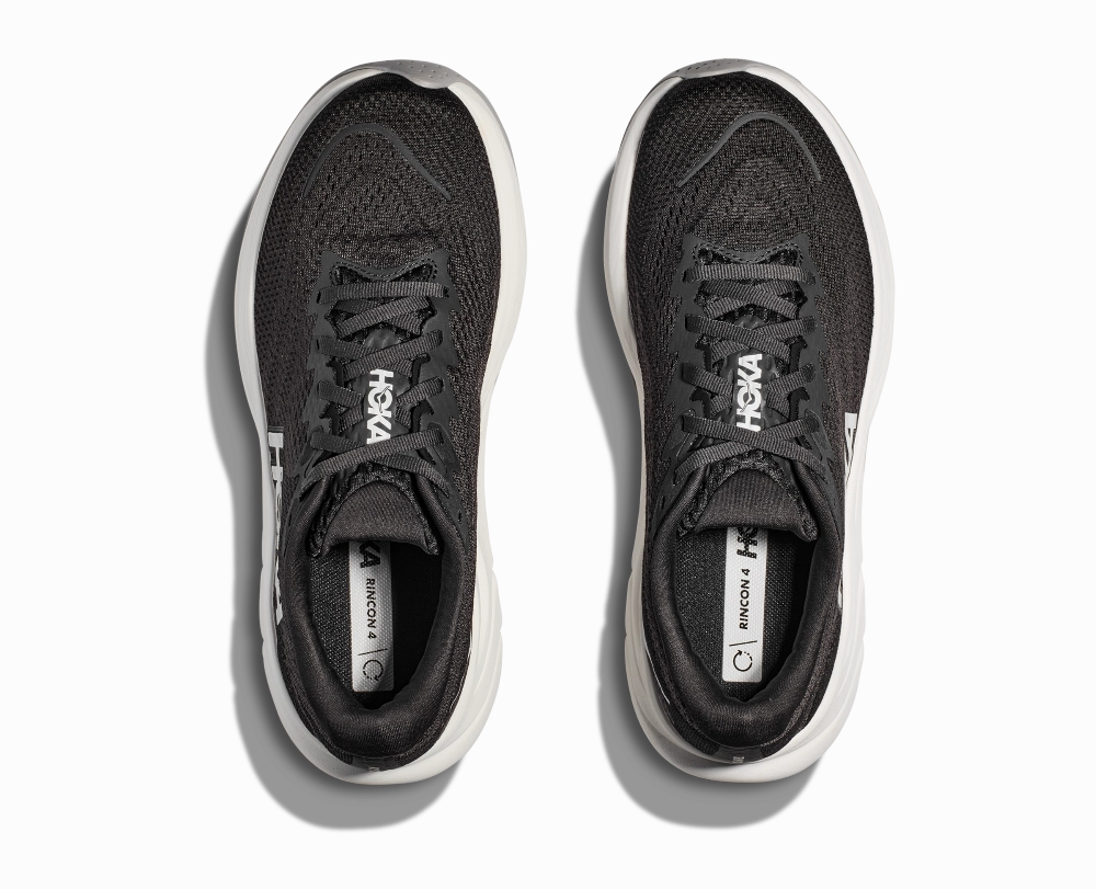 'HOKA' Men's Rincon 4 - Black / White Good Running Shoes