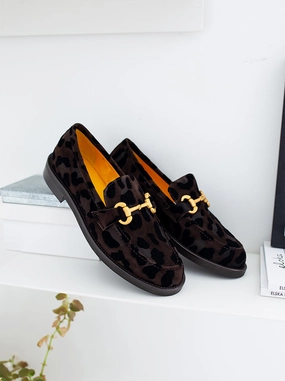 Frida chocolate leopard Hermes Loafers Sale