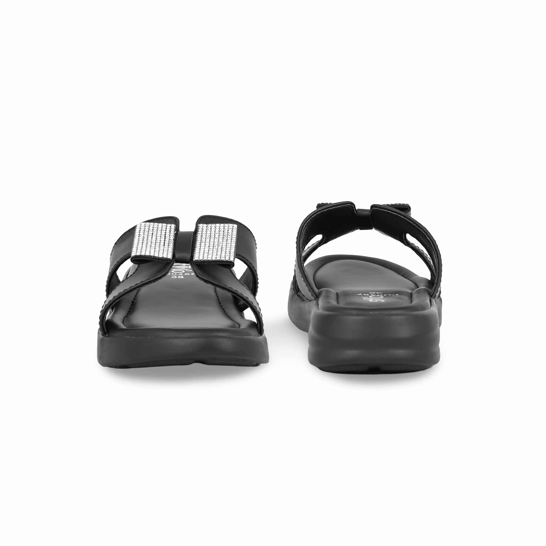 Goose Down Slippers Black Formal Slipper PU0487