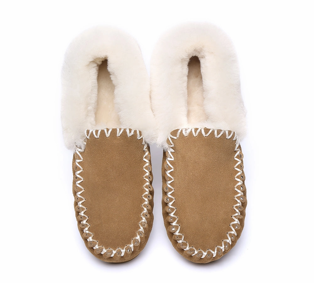 AUSTRALIAN SHEPHERD UGG Slippers Men Sheepskin Wool Ankle Popo Moccasins Big Size Squishmallow Slippers