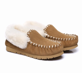 Kitten Heel Slippers AUSTRALIAN SHEPHERD UGG Slippers Men Sheepskin Wool Ankle Popo Moccasins Big Size