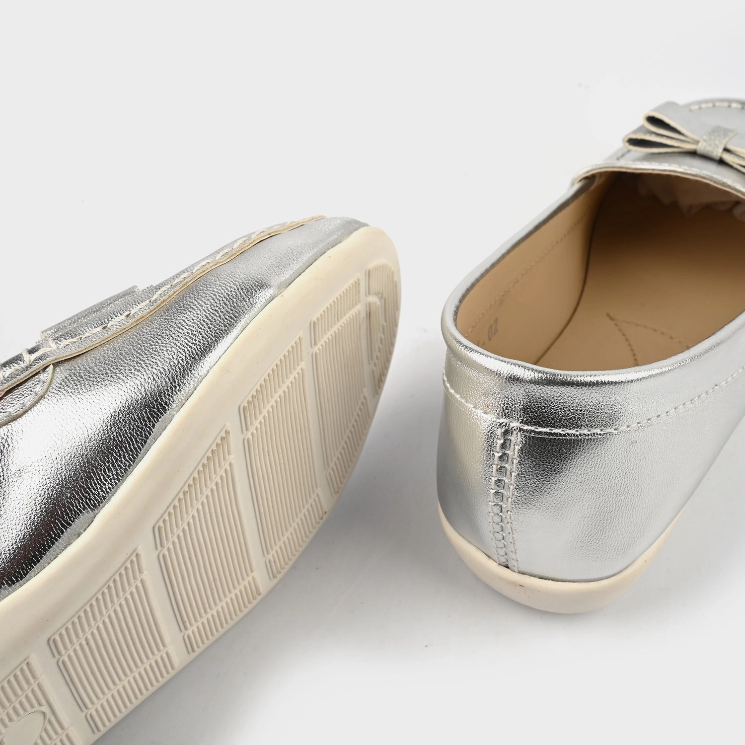 Student Leather Loafers Girls Loafer JV-02-SILVER