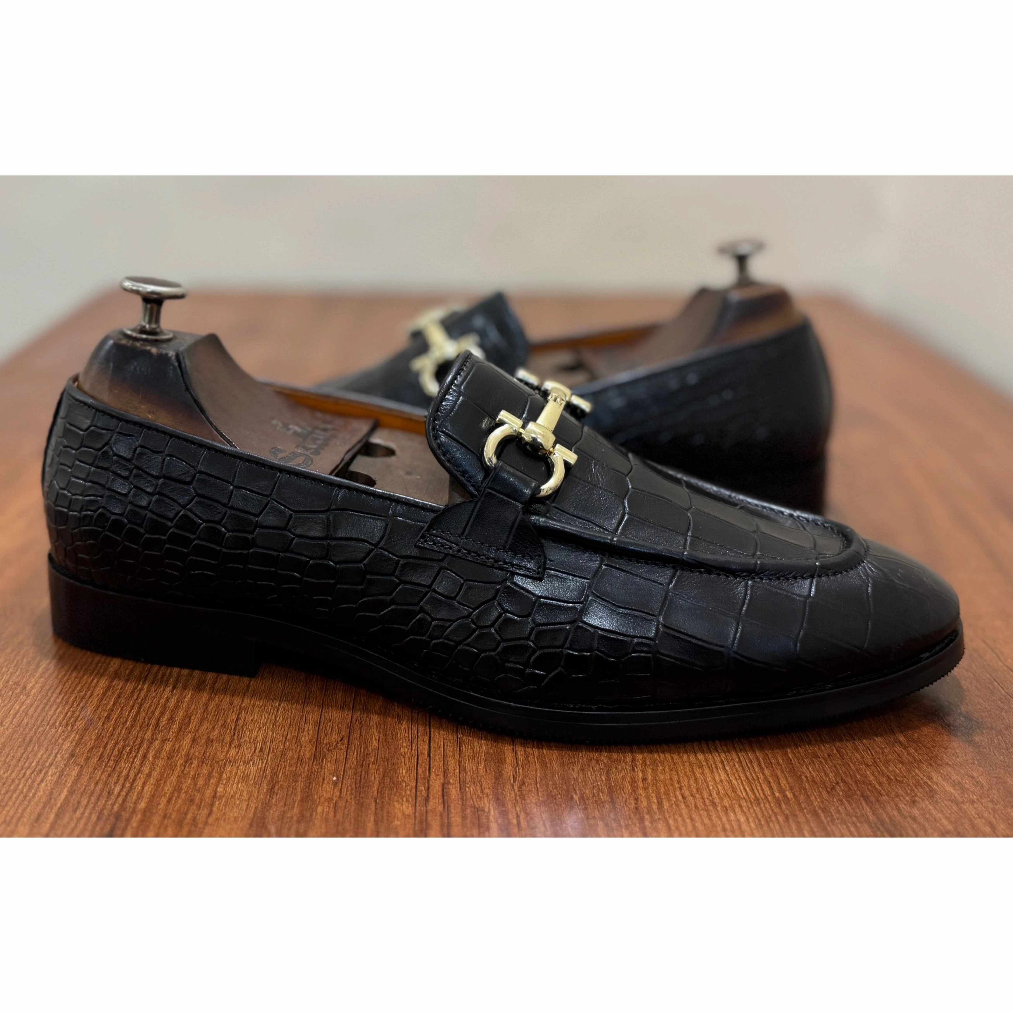 Horsebit Loafers Croco - H Ruched Loafers