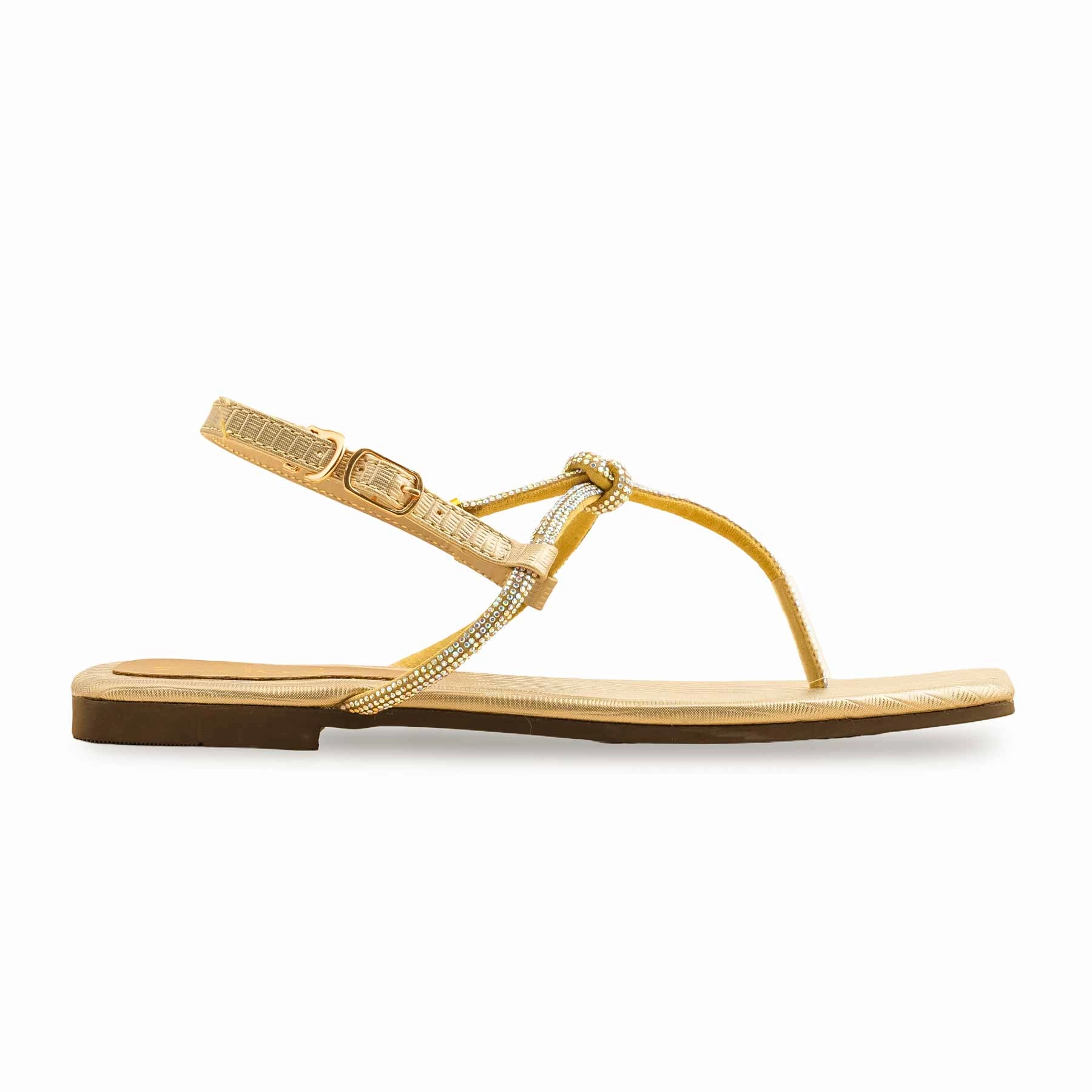 Flat Boho Wedding Shoes Golden Casual Chappal For Ladies CL2084