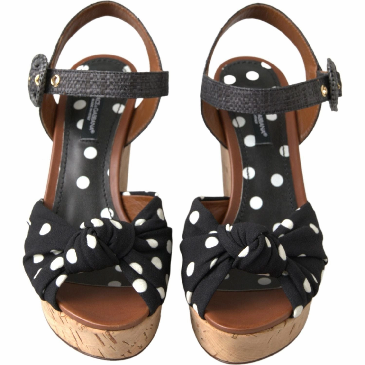 Sandals Resorts United States Dolce & Gabbana Black  Wedges Polka Dotted Ankle Strap Shoes Sandals