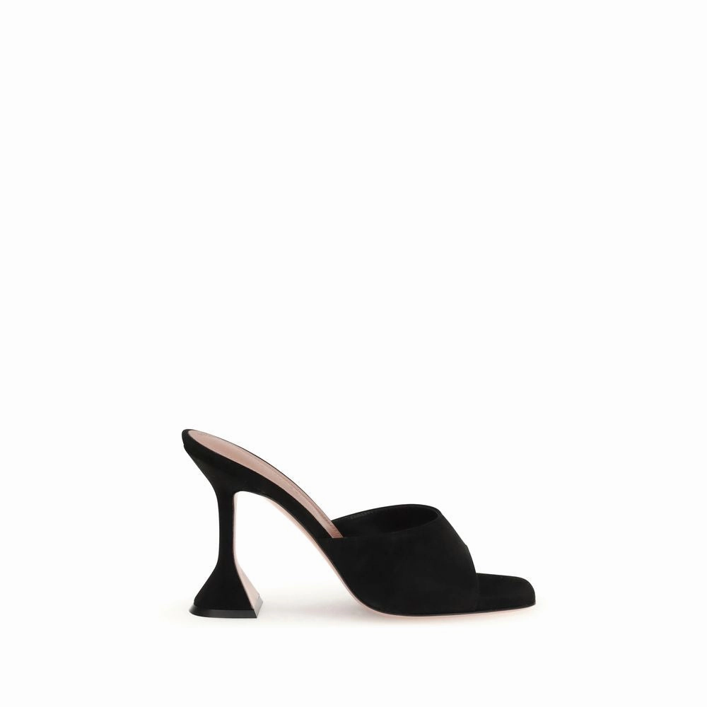 Ralph Lauren Infant Sandals Amina Muaddi Black Calf Leather Bos Taurus Stiletto Heel Sandals