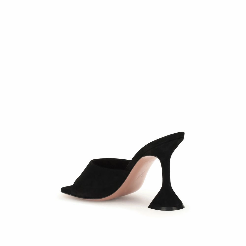 Amina Muaddi Black Calf Leather Bos Taurus Stiletto Heel Sandals Sandals For High Arches