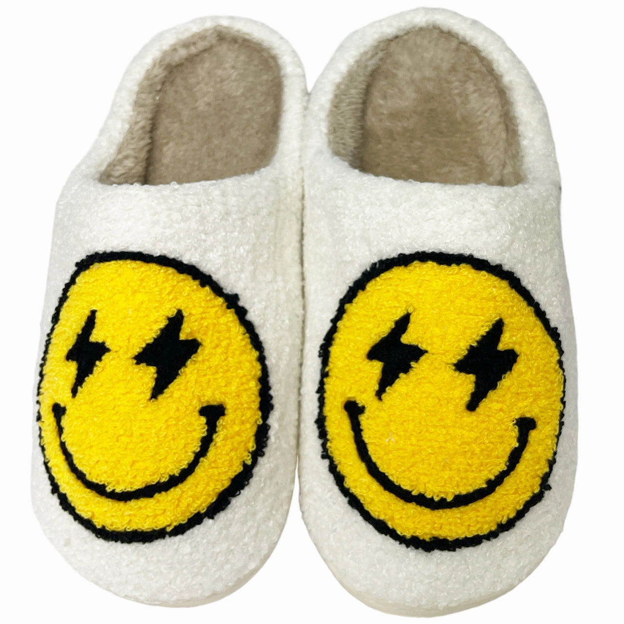 Deerskin Slippers SF-1120 Yellow Lightening Smile Slippers White